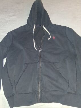 Polo by Ralph Lauren Black Full-Zip Hoodie with Red Pony